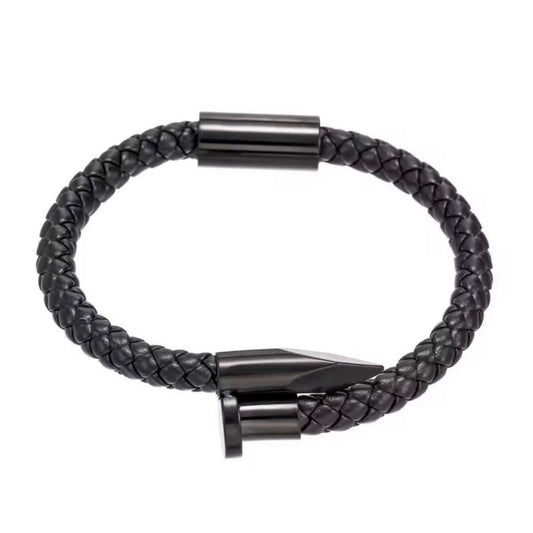 Plaited Leather Nail Bracelet