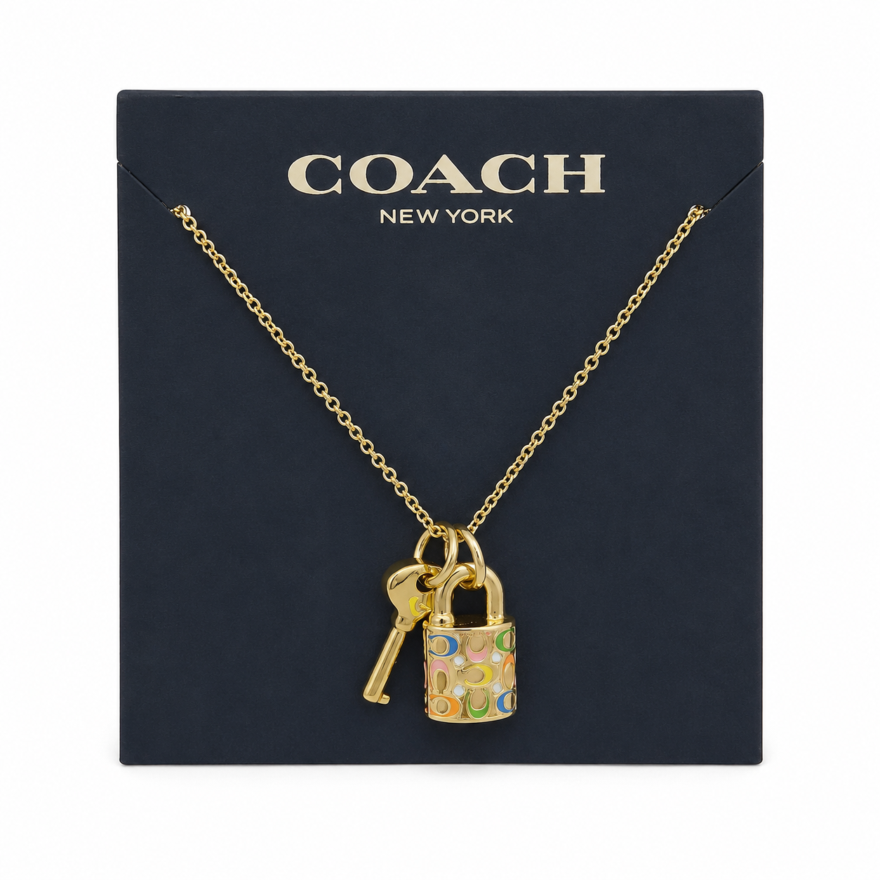 Coach Rainbow Padlock Necklace