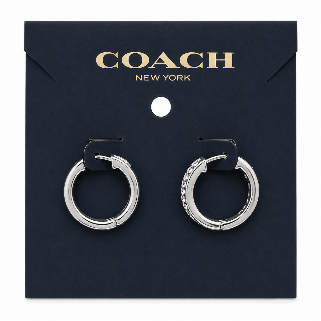 Coach Incrusted Hoops Earrings