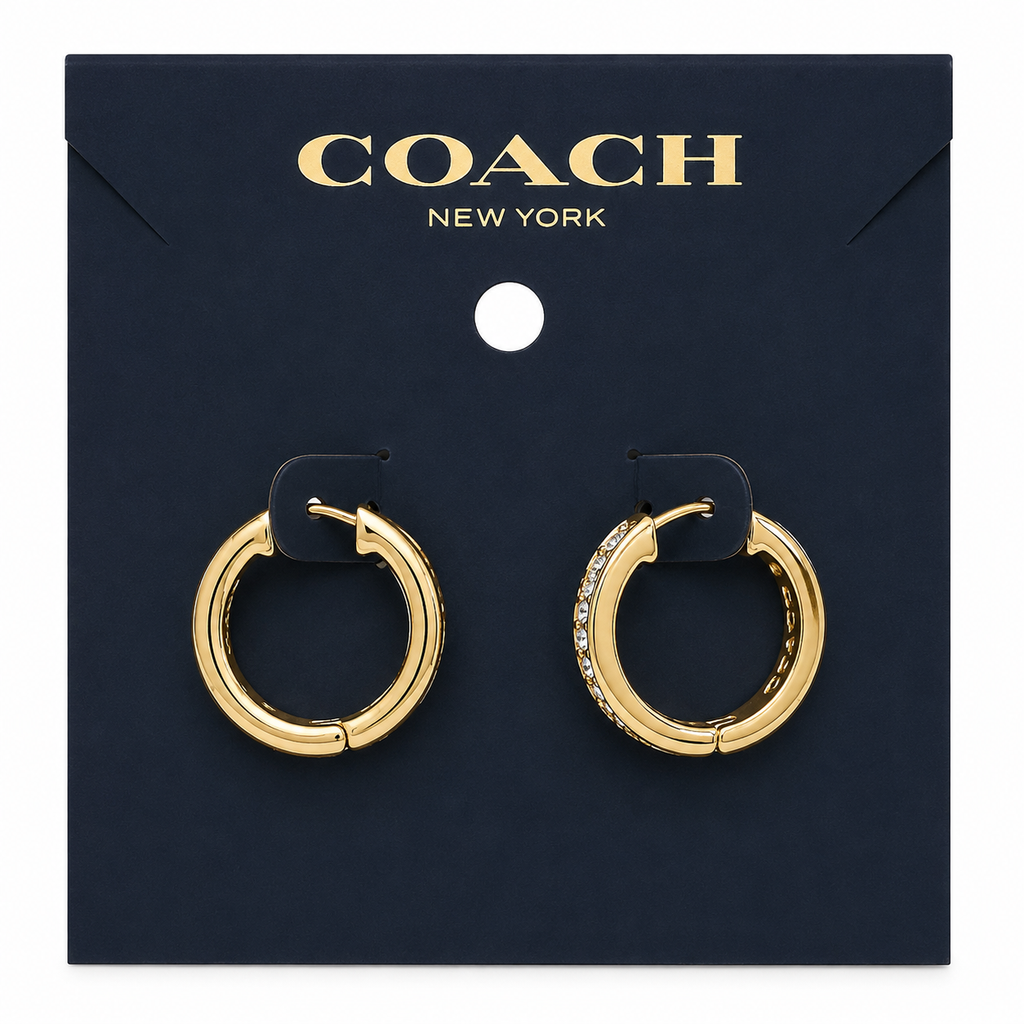 Coach Incrusted Hoops Earrings
