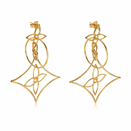 Fashion Jewellery: Bloom Dangle Earrings Gold