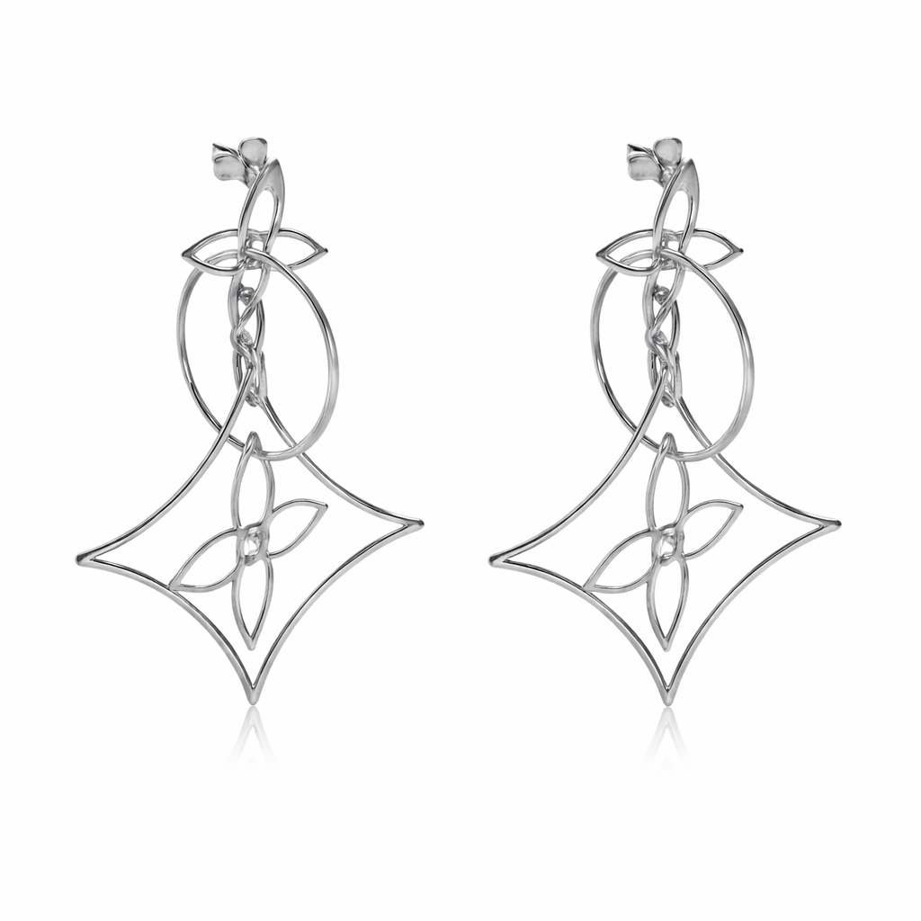 Fashion Jewellery: Bloom Dangle Earrings Silver