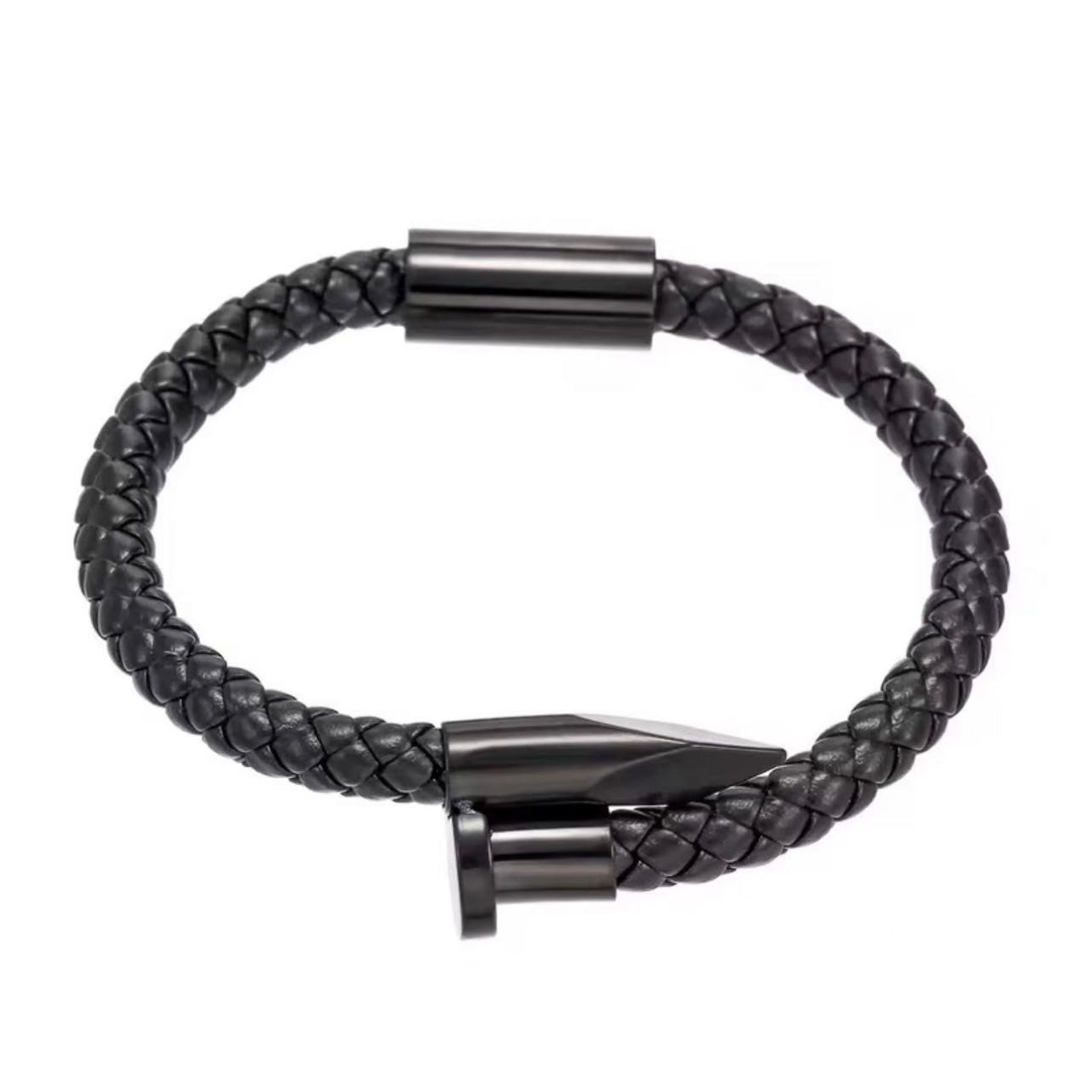 Plaited Leather Nail Bracelet